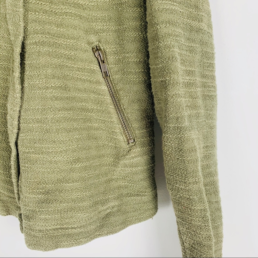Anthropologie Saturday Sunday knit hooded Moto jacket full zip casual green XS - Picture 2 of 8